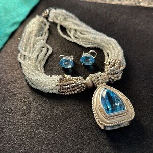 53.5 Carats Blue Topaz Necklace Quartz With Authentic Appraisal